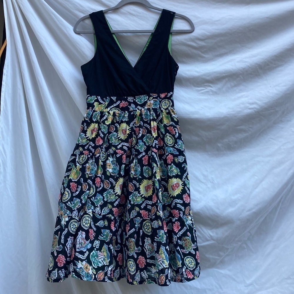 Maeve black vacation patterned sleeveless dress, size 0